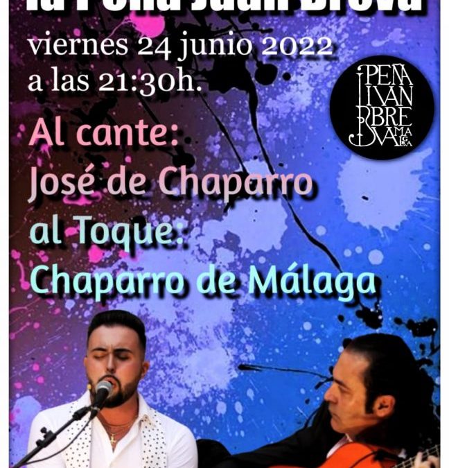 Viernes Flamenco con José Chaparro al cante y Chaparro de Málaga al toque.
